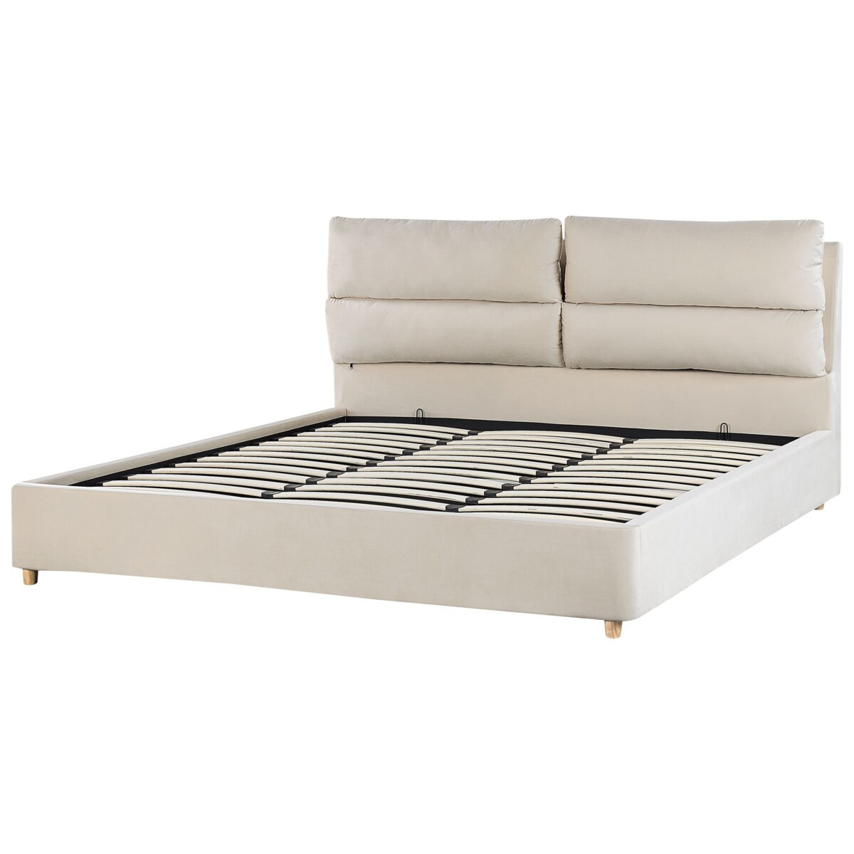 Łóżko z pojemnikiem welurowe 180 x 200 cm beżowe BATILLY