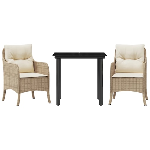 vidaXL 3-cz. zestaw mebli ogrodowych z poduszkami, beżowy, polirattan