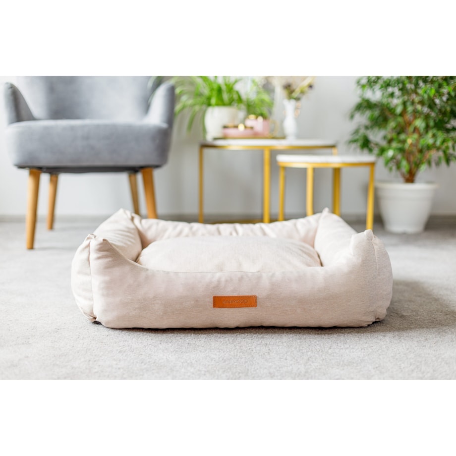 Animood Legowisko Alex rozmiar: M, kolor: beżowy, materiał: jeans imitacja