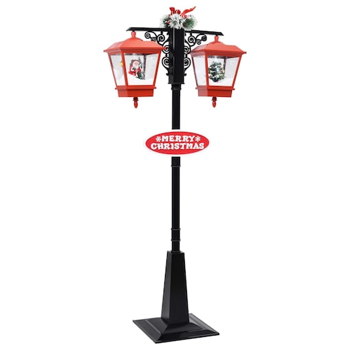 vidaXL Świąteczna latarnia z Mikołajem, czarno-czerwona, 81x40x188 cm