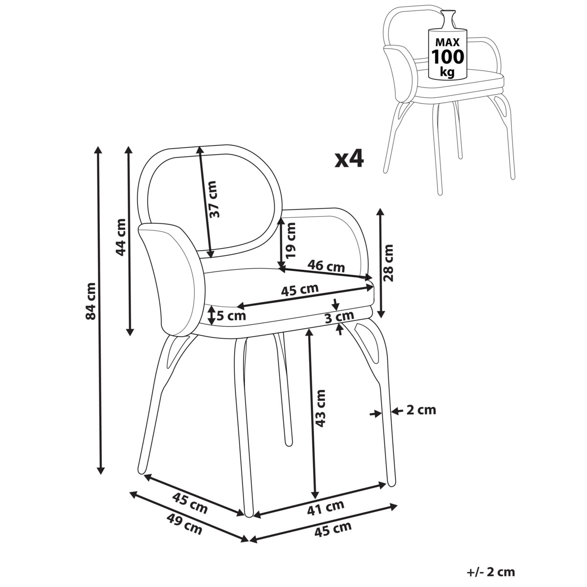 Zestaw 4 krzeseł ogrodowych z poduszkami PRATELLO Technorattan Naturalny