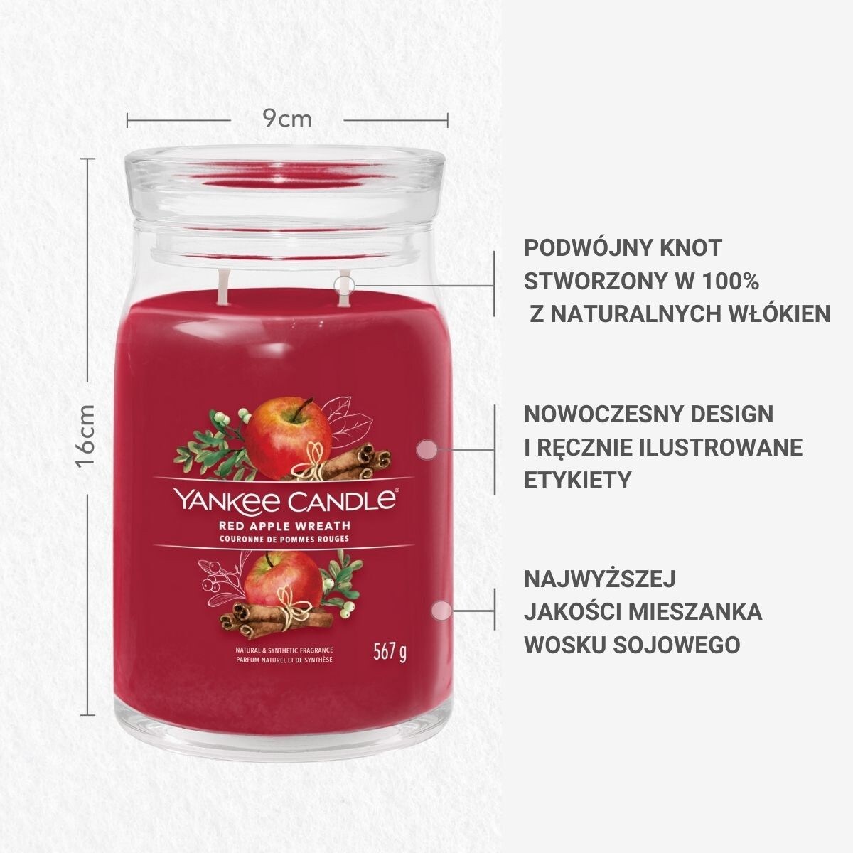 YC SIGNATURE – Świeca duża RED APPLE WREATH