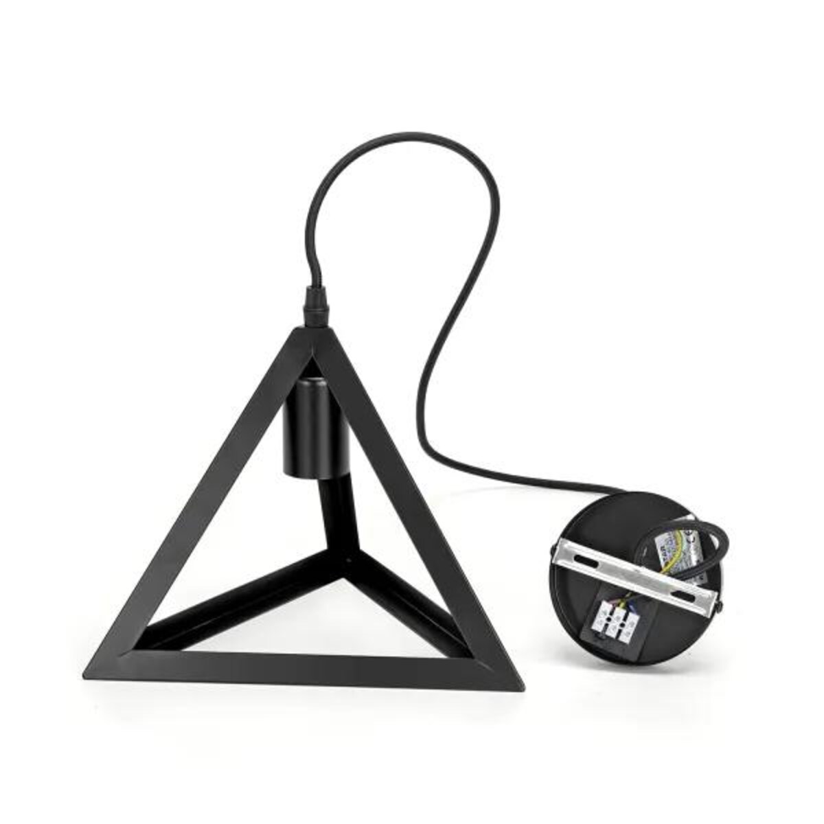 żelazna lampa wisząca piramida industrialna czarna e27