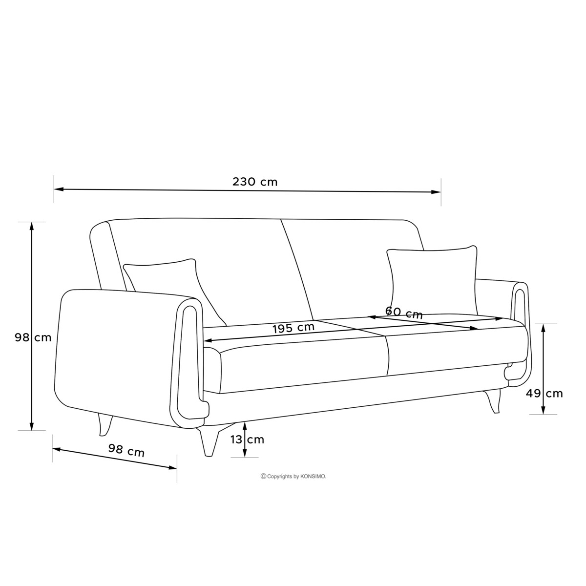 KONSIMO GUSTAVO II Sofa 3-osobowa, kolor Pomarańczowy
