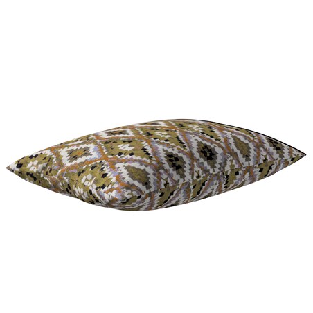 Poszewka Kinga na poduszkę prostokątną 47x28 kremowe wzory azteckie na oliwkowym tle