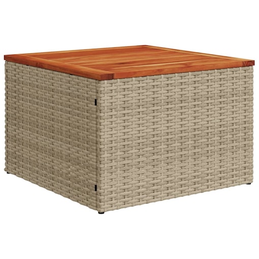 vidaXL Stół ogrodowy, beżowy 55x55x37 cm, rattan PE i drewno akacjowe