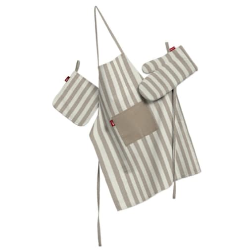 Komplet kuchenny fartuch,rękawica i łapacz, beżowo-białe pasy (1,5cm), kpl, Christmas
