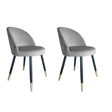 Zestaw krzeseł TANEW VELVET GOLD 2 szt szare