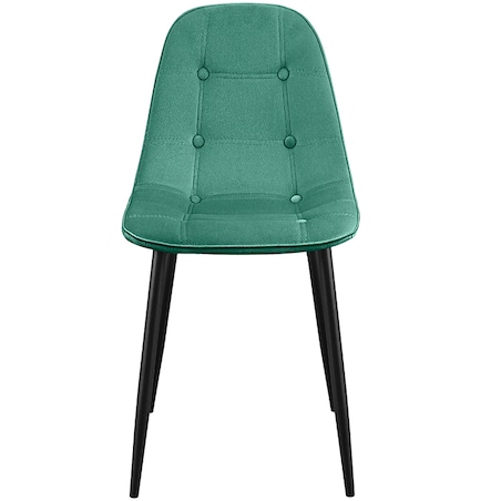 Krzesło tapicerowane welurowe pikowane do jadalni salonu z guzikami zielone