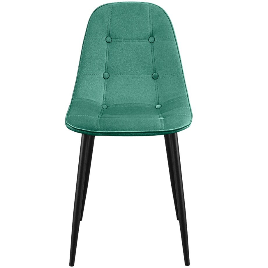 Krzesło tapicerowane welurowe pikowane do jadalni salonu z guzikami zielone