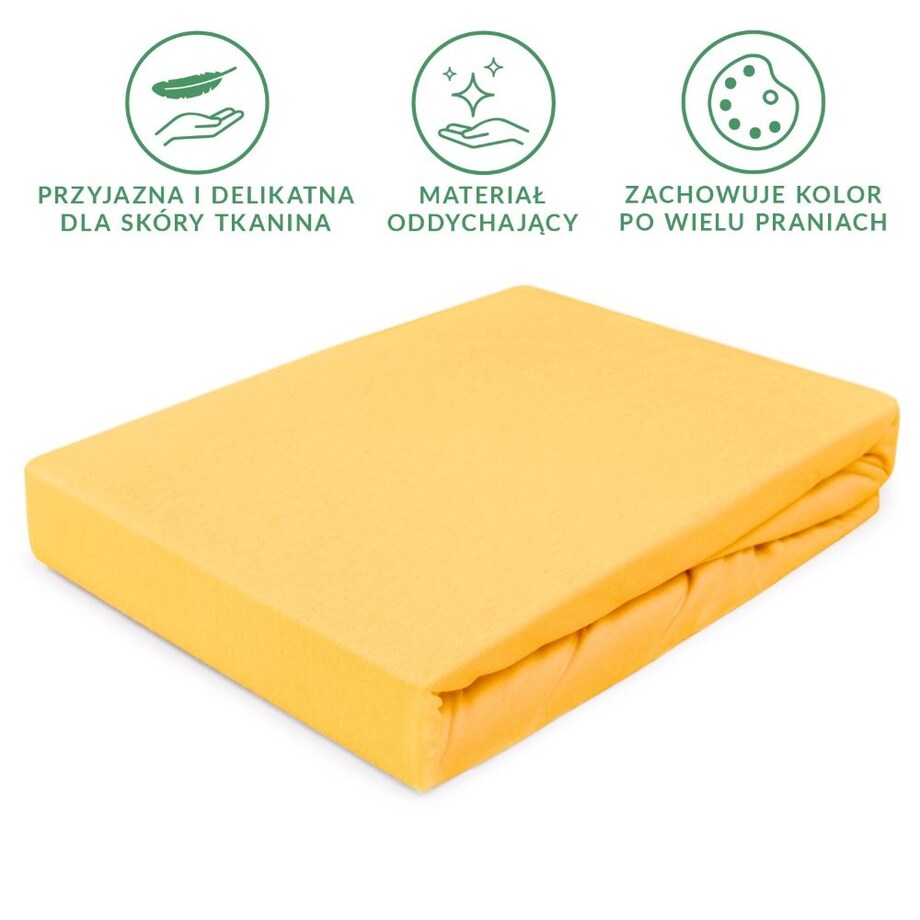 Prześcieradło jersey z gumką 80x160 kolor Żółty, Darymex