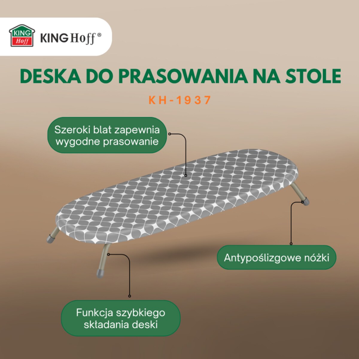 Deska do prasowania stołowa, szary, KINGHOFF