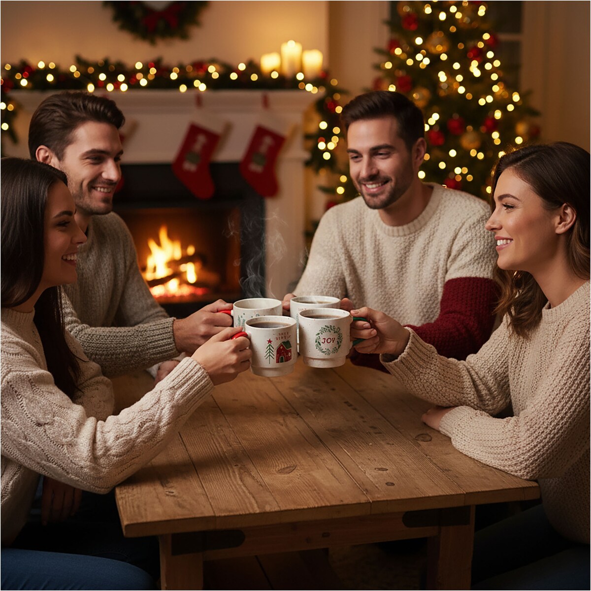 Kubek Z Uchem Świąteczny 380 Ml Porcelanowy Zimowy Świąteczny