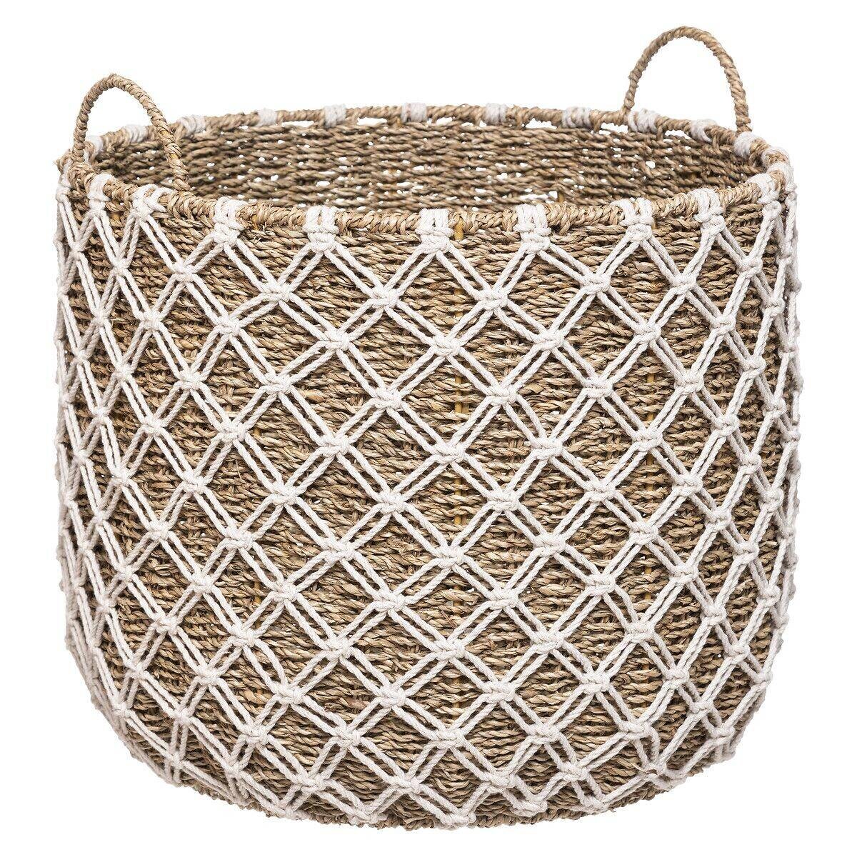 Bambusowe kosze do przechowywania MAKRAMA, 3 sztuki