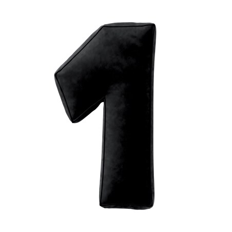 Poduszka Cyferka 1, głęboka czerń, 25 x 40 cm, Posh Velvet