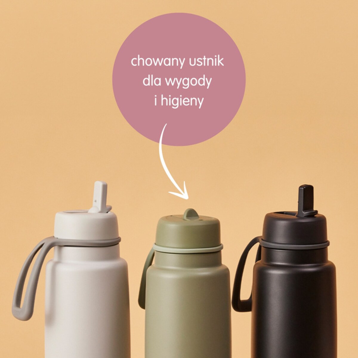 Butelka termiczna ze składanym ustnikiem – termos dla dzieci i dorosłych 1l White Out b.box