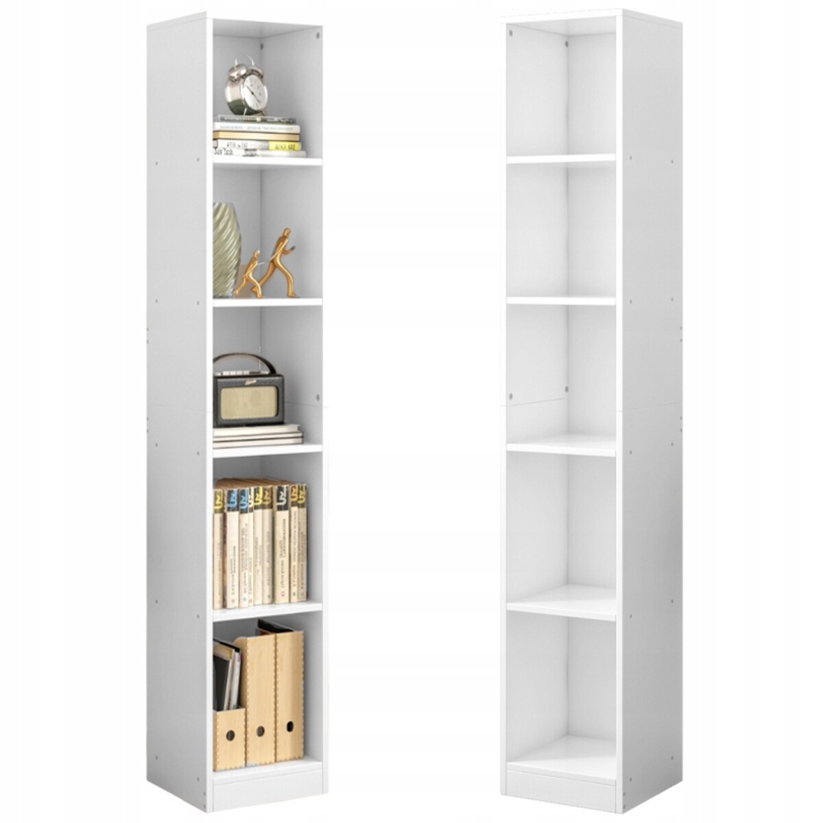 Regał biały stojący na książki wysoki segregatory biuro salon loft 182 cm