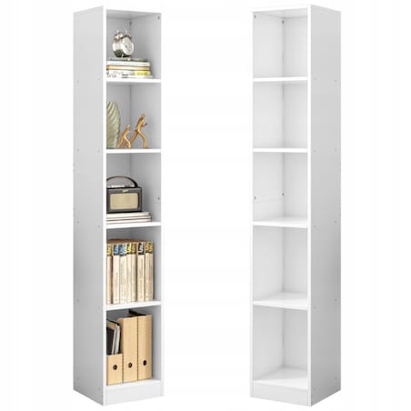 Regał biały stojący na książki wysoki segregatory biuro salon loft 182 cm