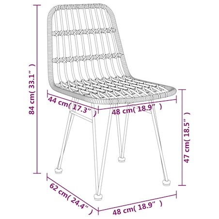 vidaXL Krzesła ogrodowe, 2 szt., 48x62x84 cm, rattan PE