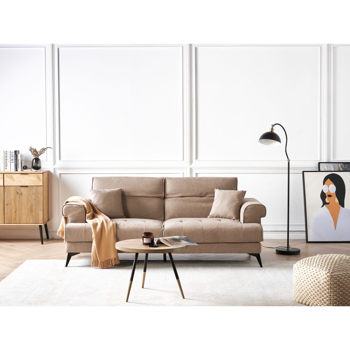 Sofa 3-osobowa jasnobrązowa SKIVE