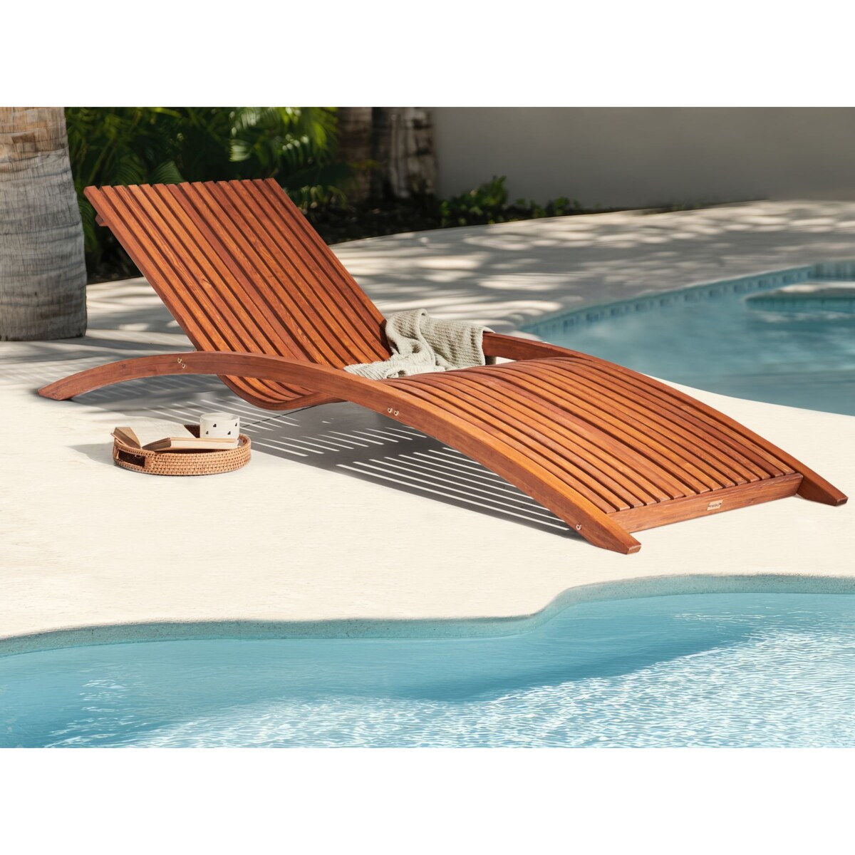 Leżak ogrodowy drewniany brązowy TANARO