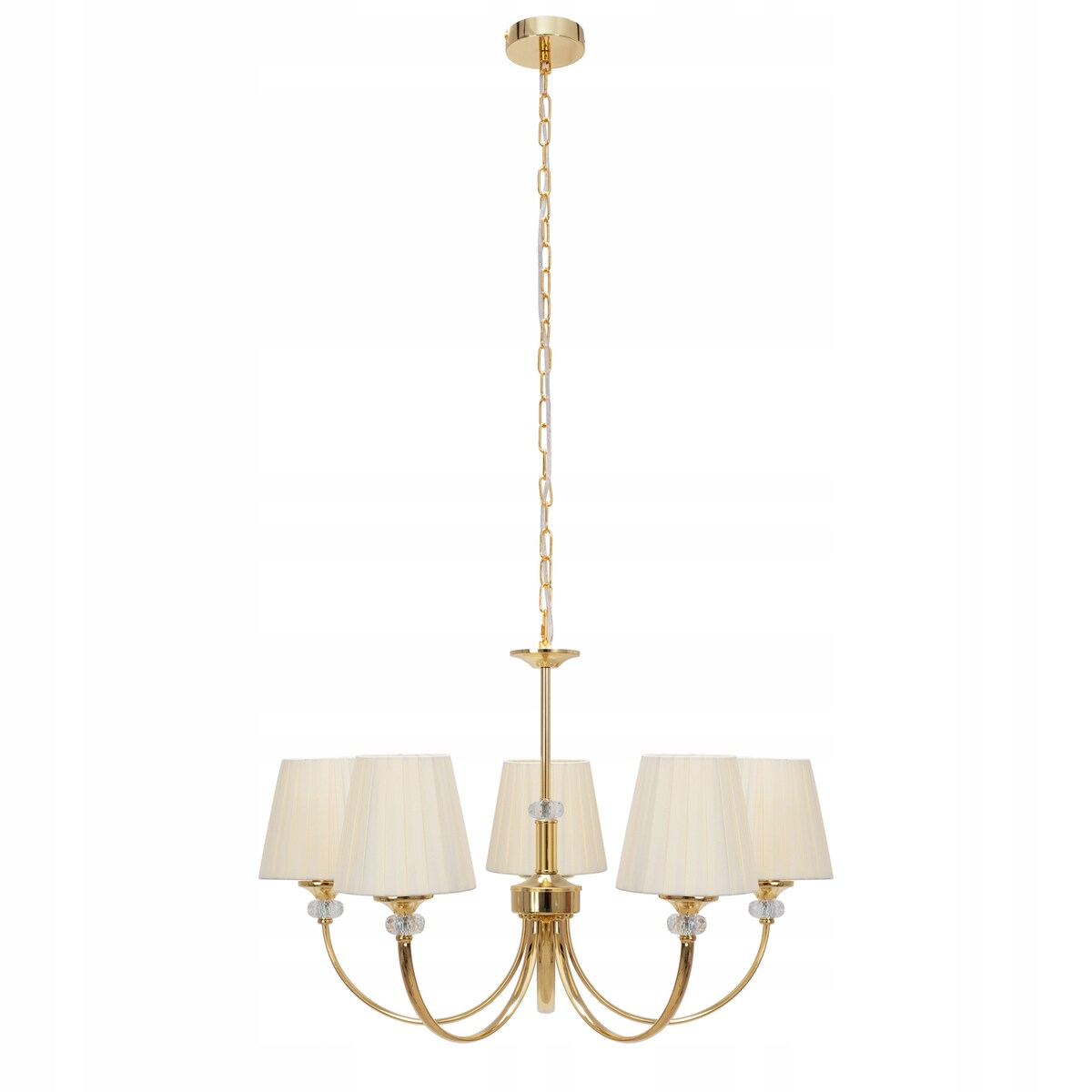 Lampa Sufitowa Wisząca Metal Kryształ Złota Gold