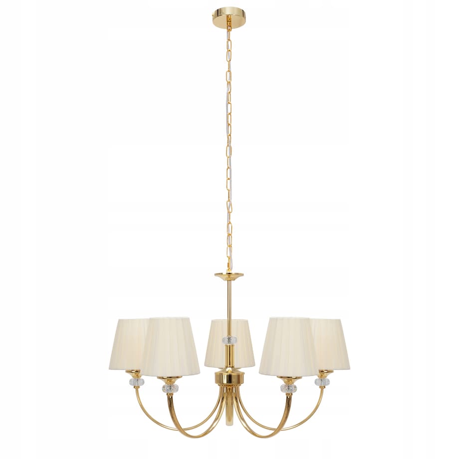 Lampa Sufitowa Wisząca Metal Kryształ Złota Gold