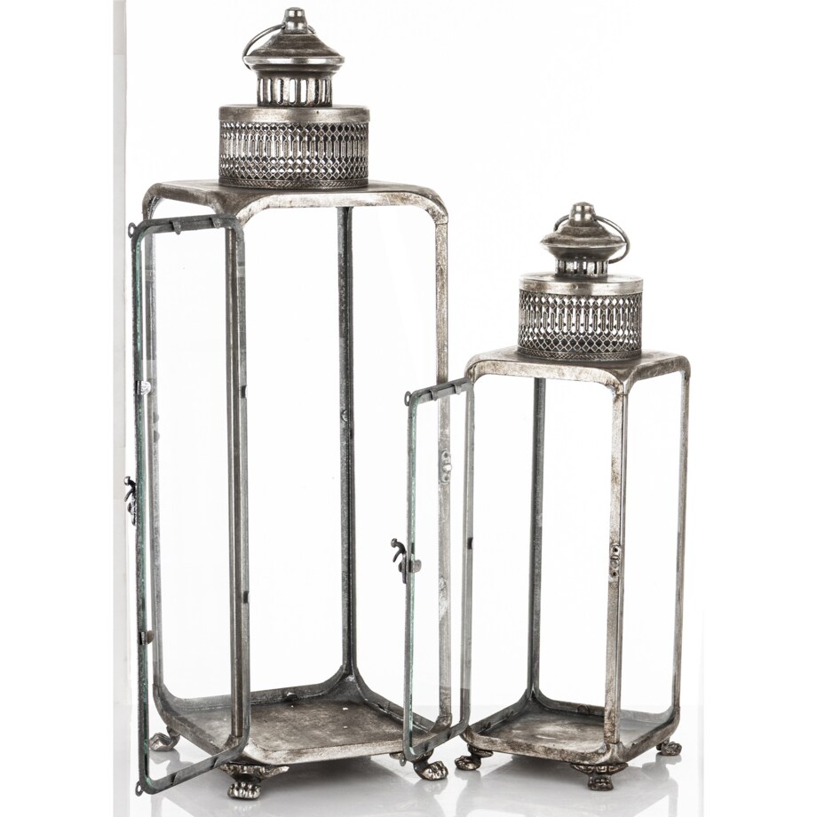 Komplet 2 lampionów metalowych 70x20x20 i 55x15x15 cm LANTEN