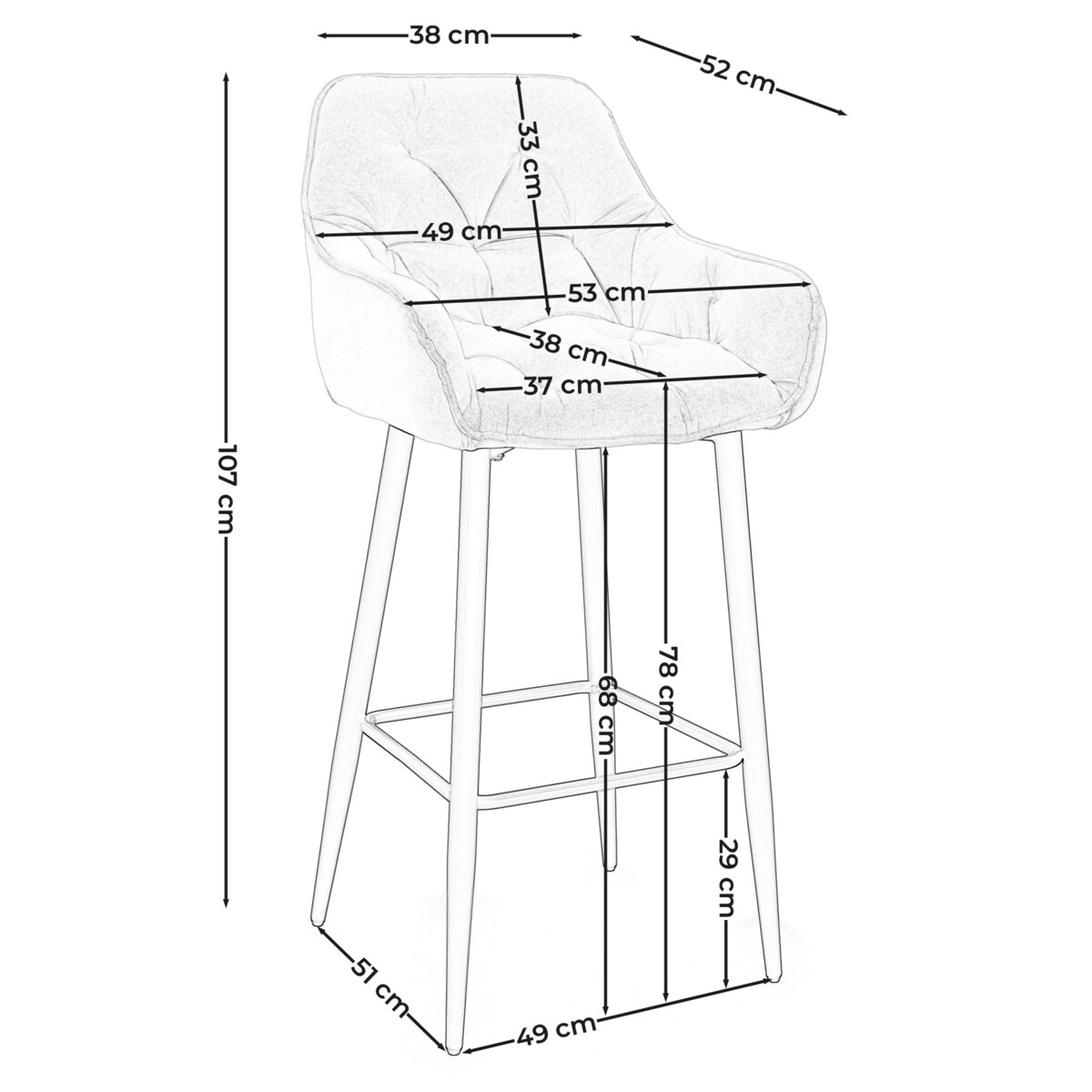 Hoker tapicerowany welurowy do salonu jadalni barowy glamour SIENA