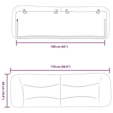vidaXL Poduszka na wezgłowie, Hvar, czarna, 160 cm, tkanina