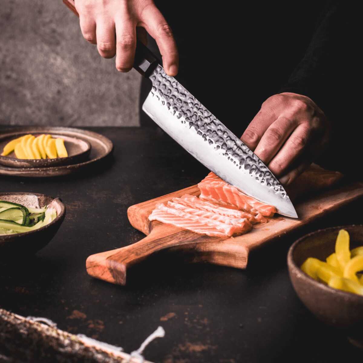 Japoński nóż szefa kuchni Mizuoto w pudełku prezentowym Stal wysokowęglowa AUS-10 Profesjonalny nóż