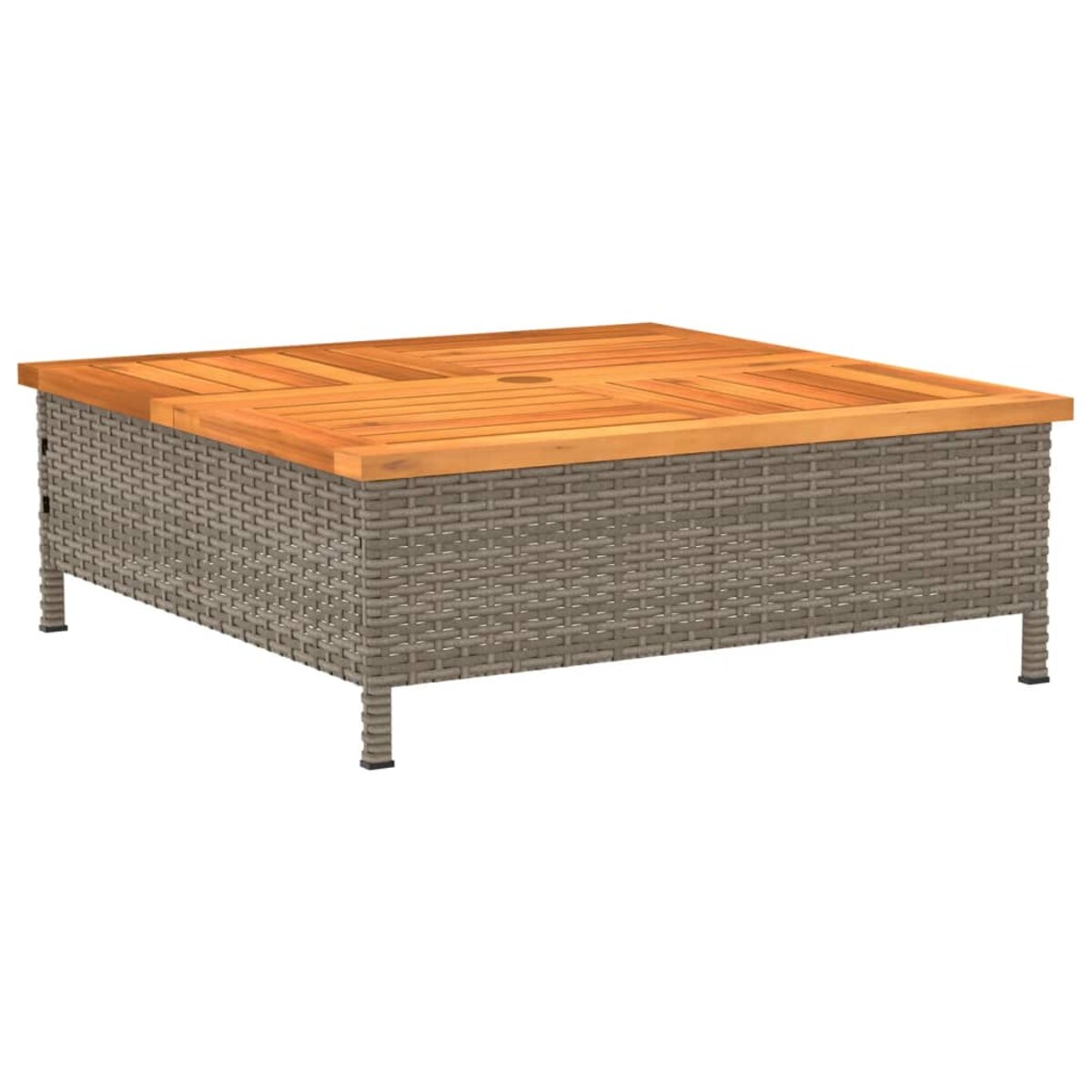 vidaXL Stolik ogrodowy, szary, 70x70x25 cm, rattan i drewno akacjowe