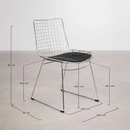 Krzesło metalowe, czarne z brązową poduszką Renee