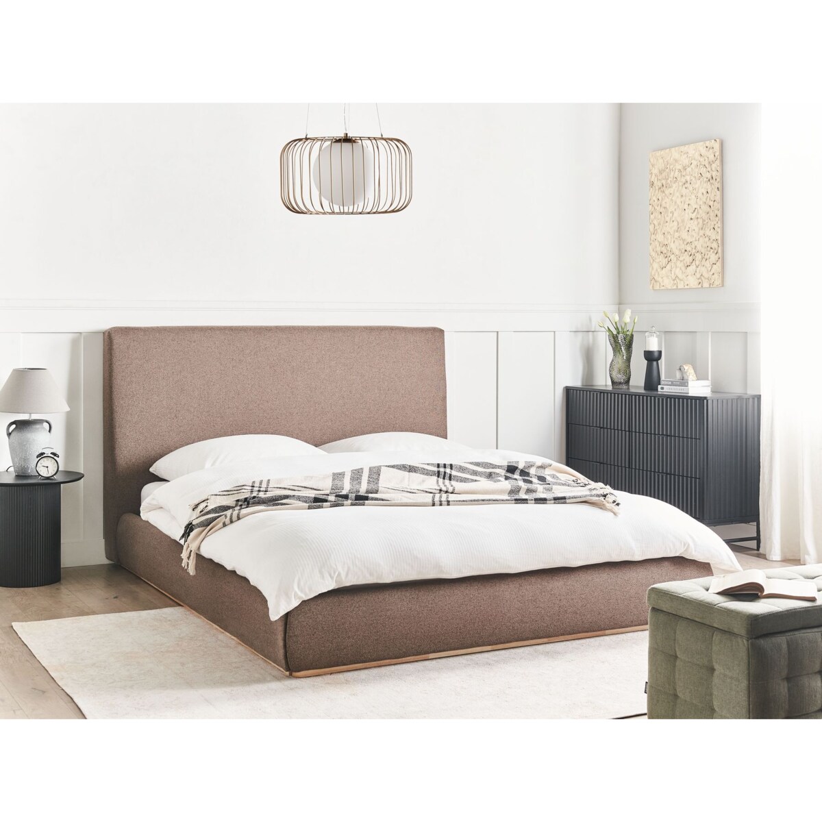 Łóżko z pojemnikiem CAMPAGNE 160 x 200 cm Ciemnobrązowy