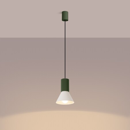 Lampa wisząca ESTRIA 1 beżowa/zielona oliwka