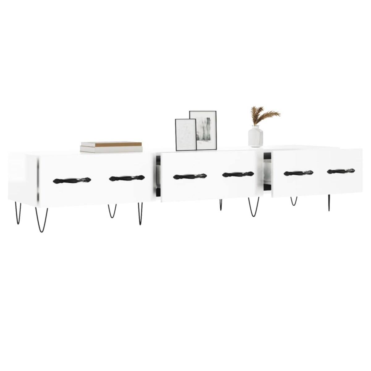 vidaXL Szafka pod TV, wysoki połysk, biała, 150x36x30 cm