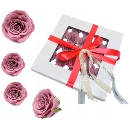 FLOWER BOX KWIATY MYDLANE róża 25szt prezent dzień mamy mamy pachnące