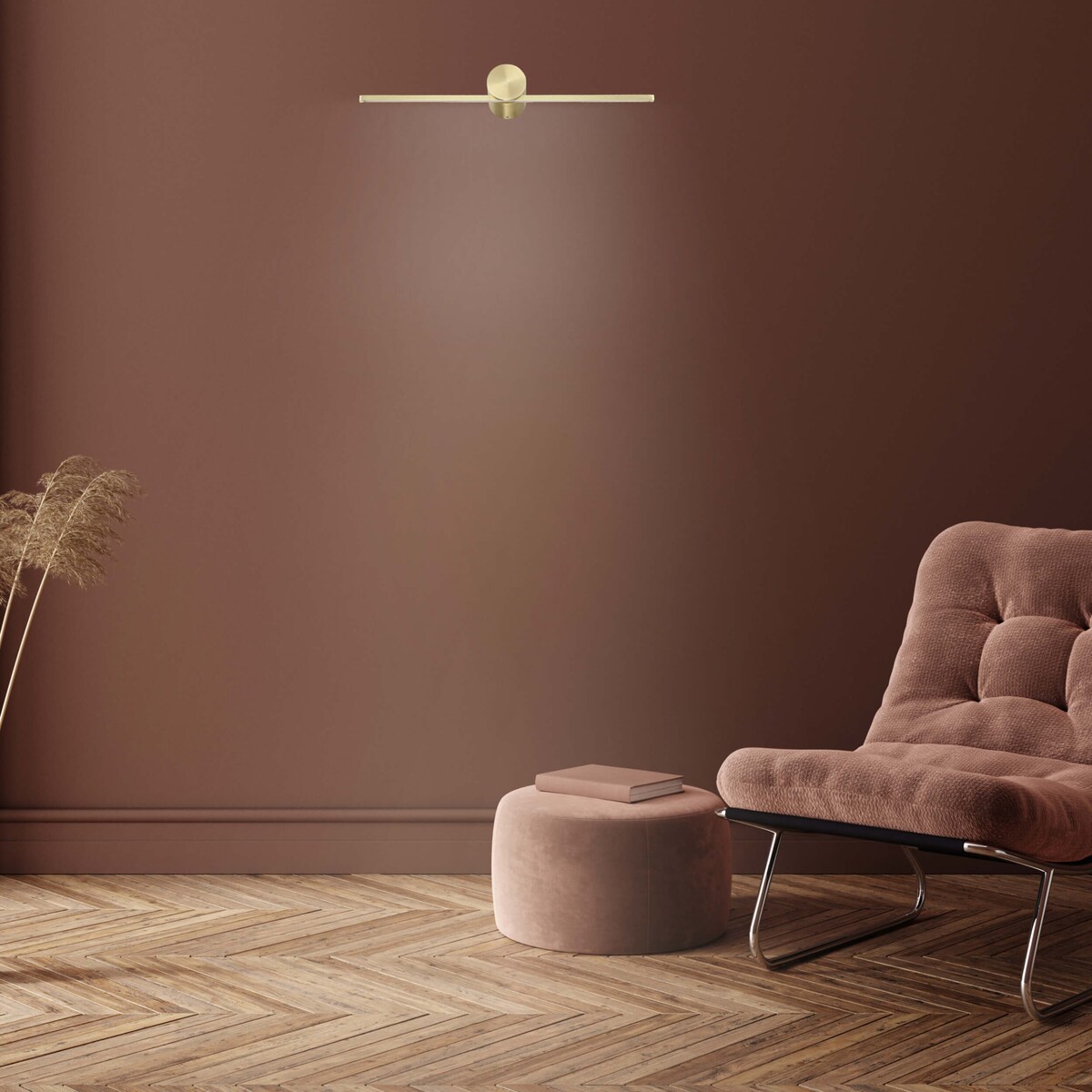 Złota lampa ścienna Modern Slim LP-777/1W M GD LED 6W  kinkiet podłużny łazienkowy