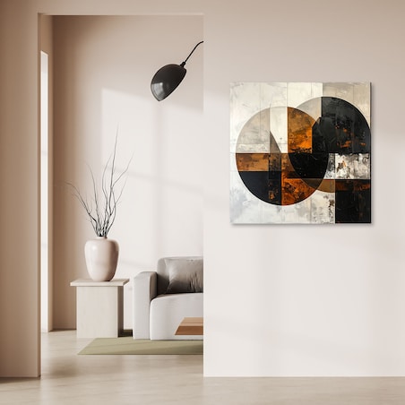 Obraz do salonu sypialni biura kuchni, Abstrakcja koła kształty brązowy szary