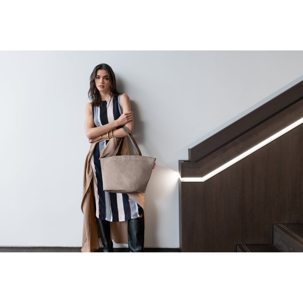 Torba SHOPPER M, herringbone mokka