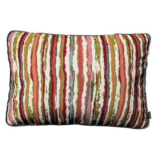 Poszewka Gabi na poduszkę prostokątna 60x40 czerwono-zielone pasy na kremowym tle