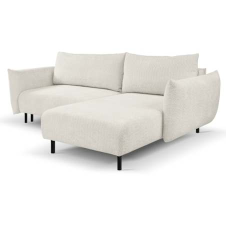 Narożnik DELI z funkcją spania na nóżkach, prawostronny, kremowy