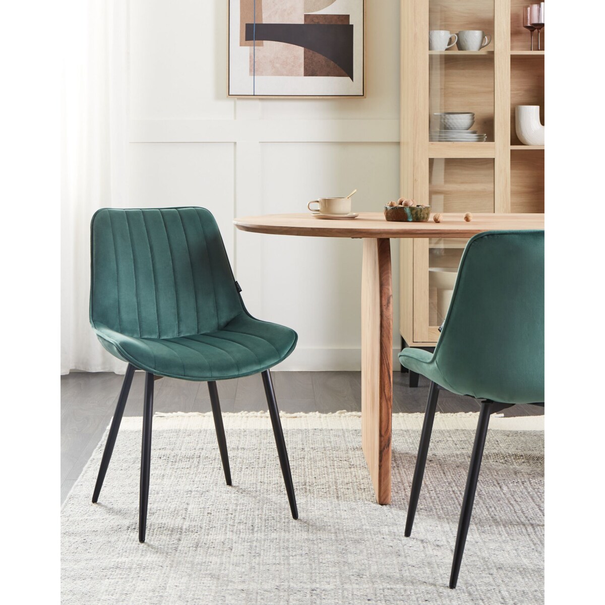 Krzesło do jadalni Zestaw 2 Welur Szmaragdowy DUBROVNIK