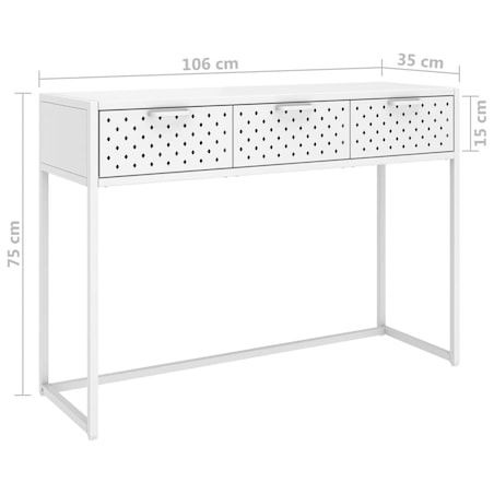 vidaXL Stolik konsolowy, biały, 106x35x75 cm, stalowy