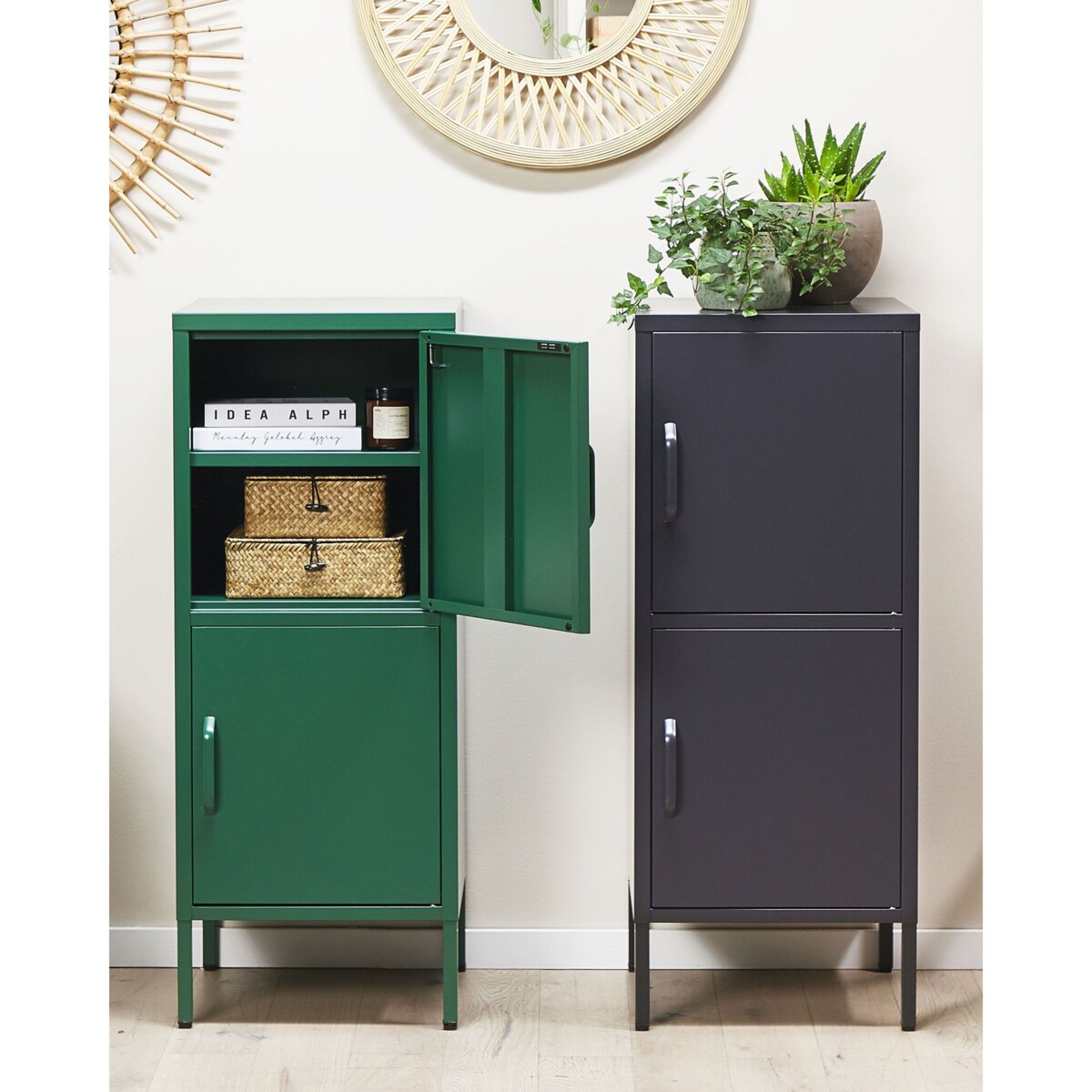 Szafka biurowa metalowa zielona HURON