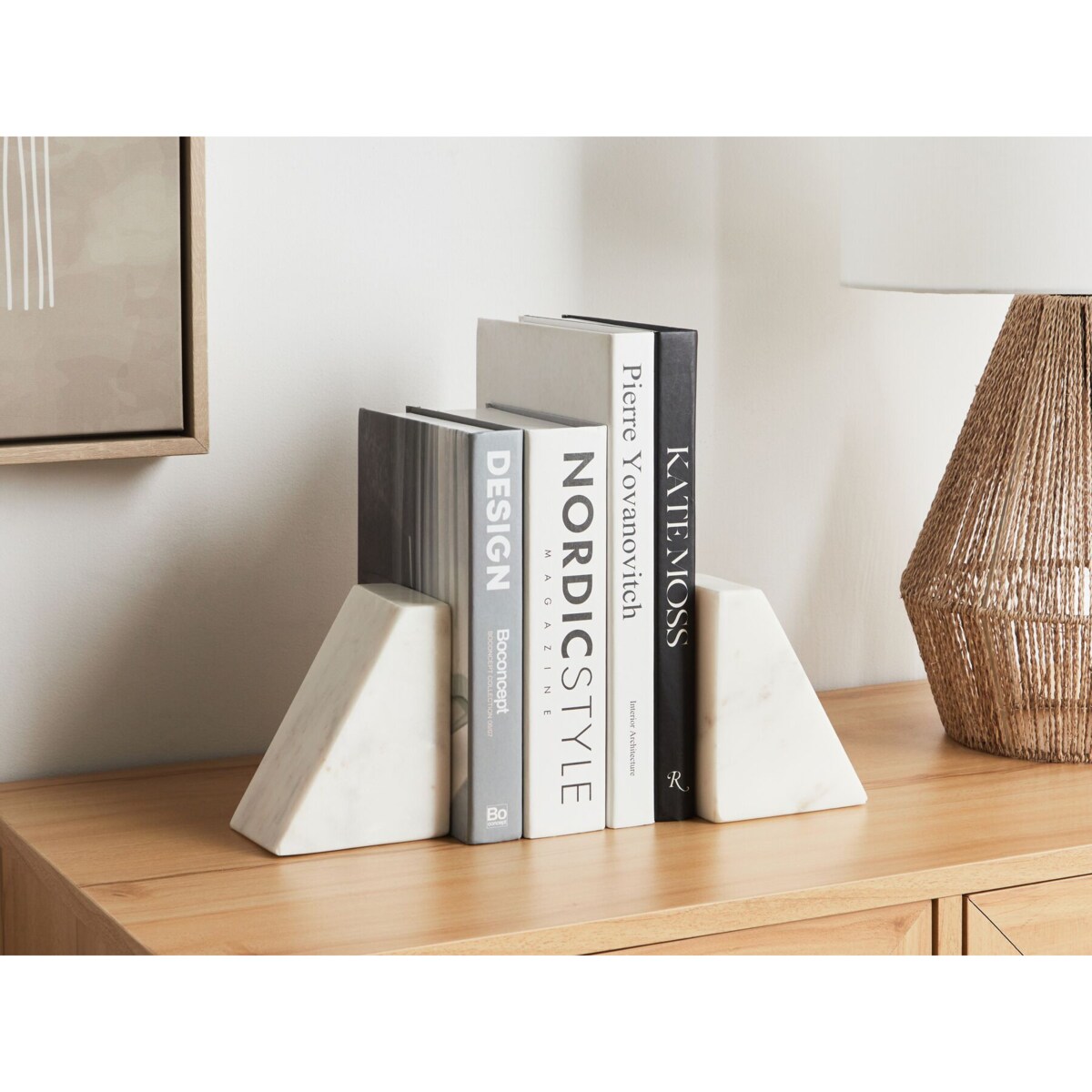 Zestaw 2 marmurowych podpórek do książek biały KROKOS