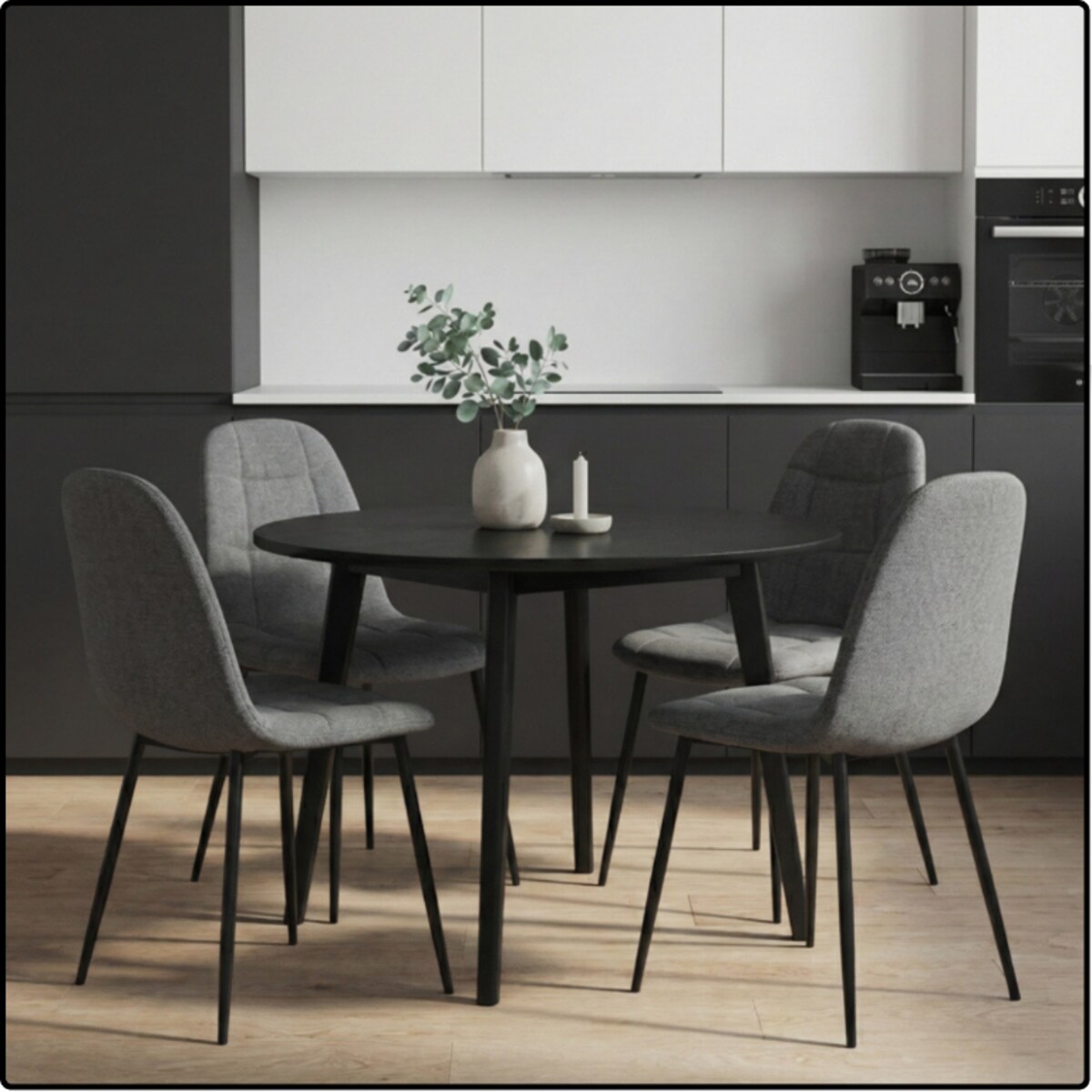 Krzesło tapicerowane pikowane szare z tkaniny wygodne nowoczesne do kuchni