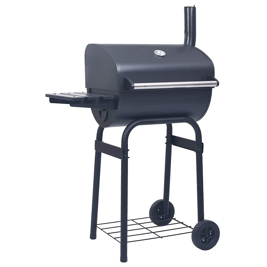 vidaXL Grill ogrodowy z wędzarnią i dolną półką, czarny