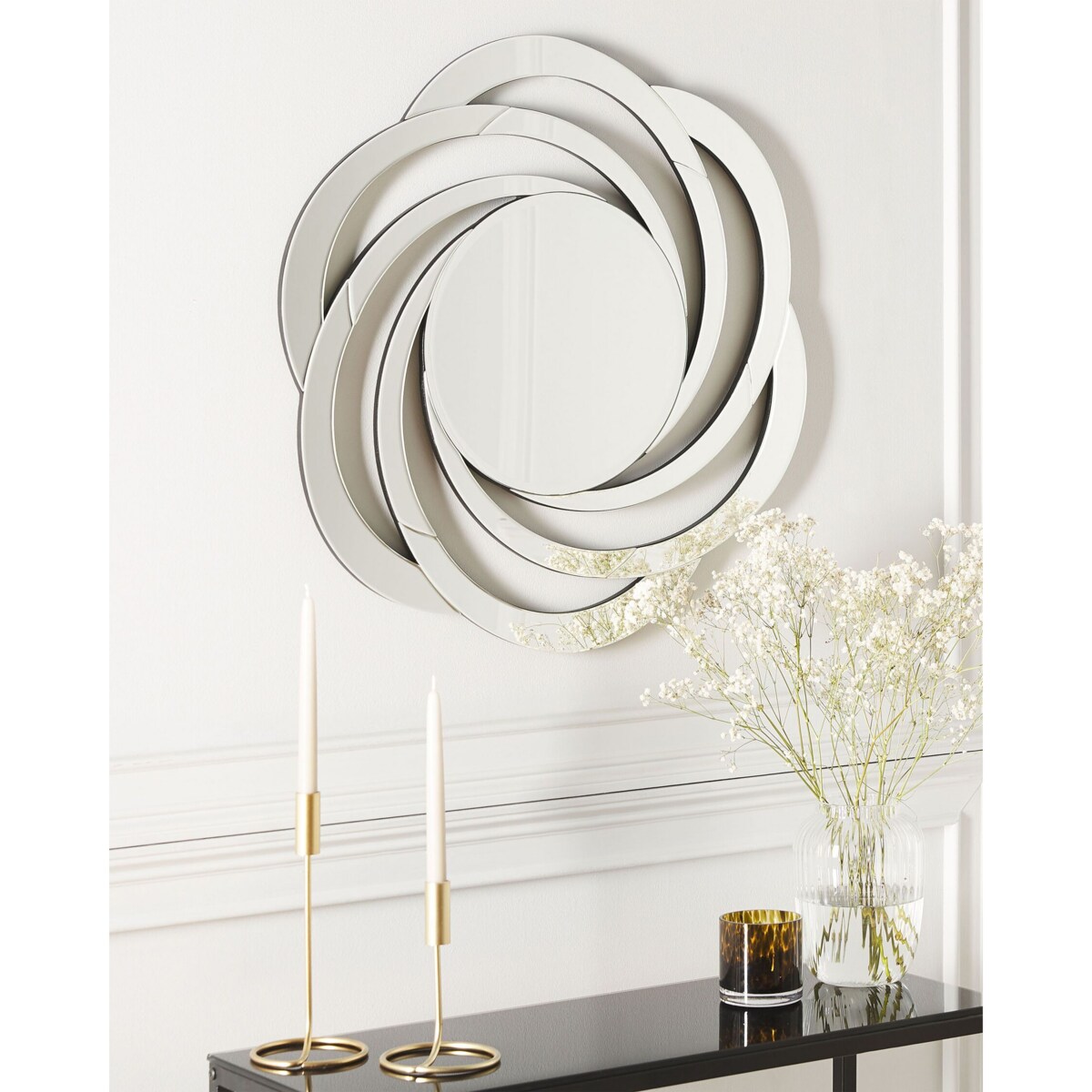 Lustro ścienne ⌀ 70 cm srebrne TREBAN