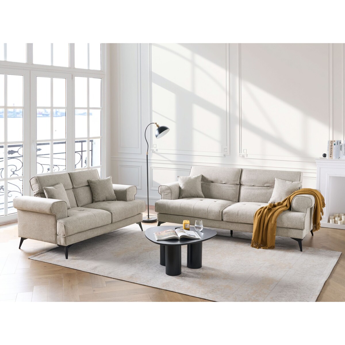 Sofa 3-osobowa beżowoszara SKIVE